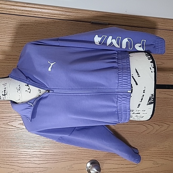 Puma full zip periwinkle logo elastic waist oversized sweatshirt - Picture 1 of 2